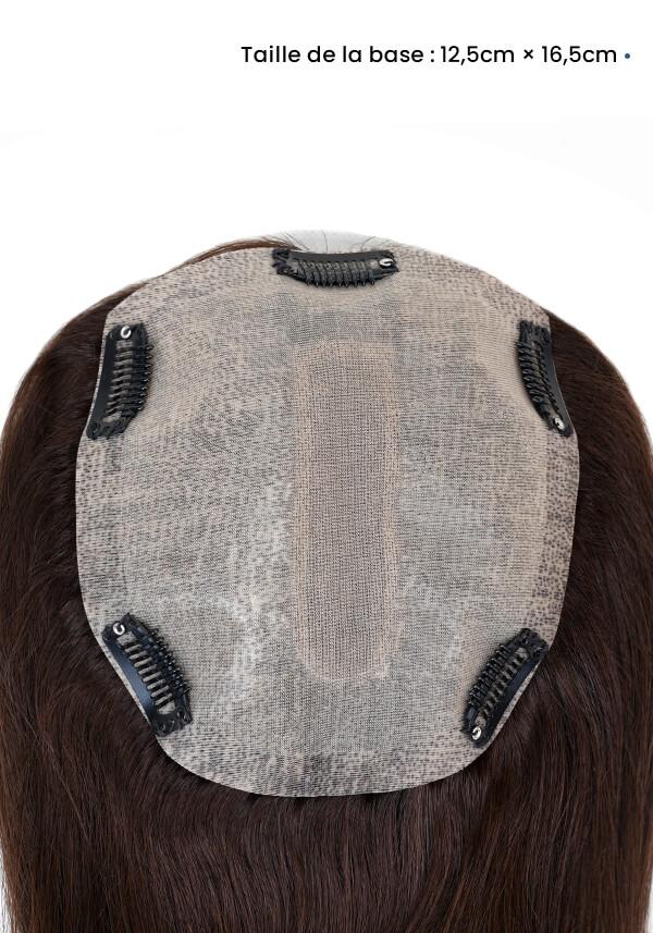 Topper Perruque Cheveux 100% Humains - Longueur 15-20 Cm, Couleur Brun Foncé/noir Naturel