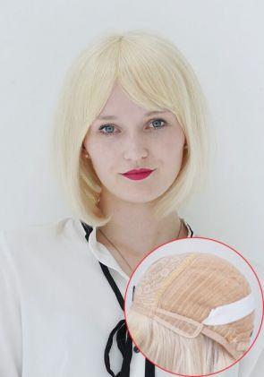 Perruque pour femme cheveux naturels droits avec franges