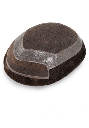 Complément capillaire hommes avec front en dentelle naturelle et périmètre en peau