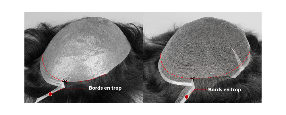 coupe du bord en trop d'une complément capillaire